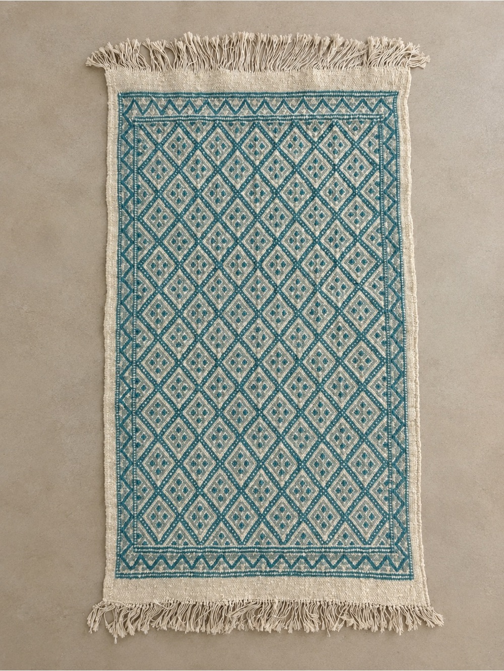 Vintage 1985 Tunisian Handwoven Wool Rug - New With Tags (1er Choix)